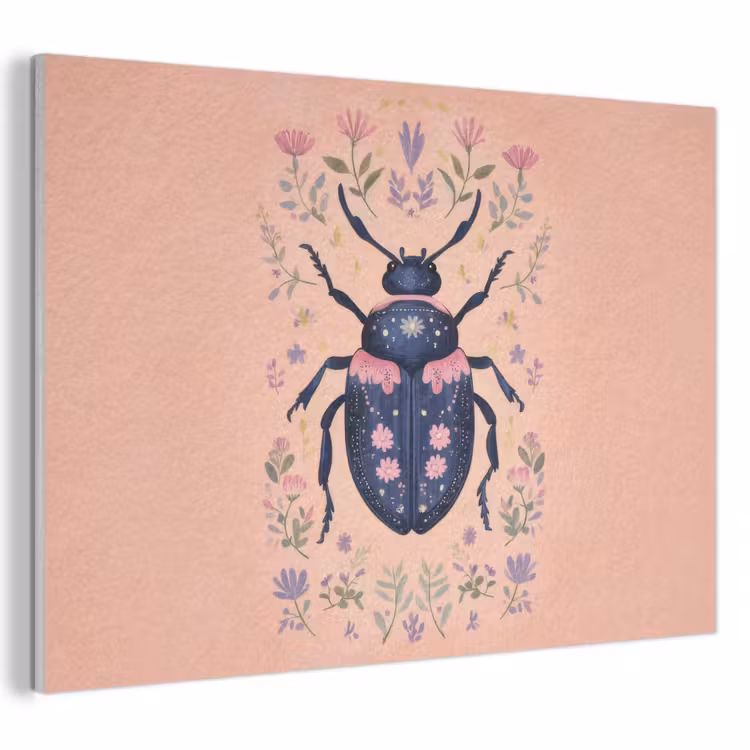 Acoustic Felt - Beetle - Dark blue - Flowers - Ornamental — 1
