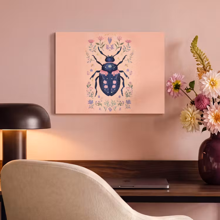 Acoustic Felt - Beetle - Dark blue - Flowers - Ornamental — 4