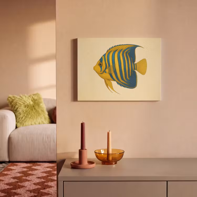 Acoustic Felt - Bright yellow - fish - stripes - fins — 2
