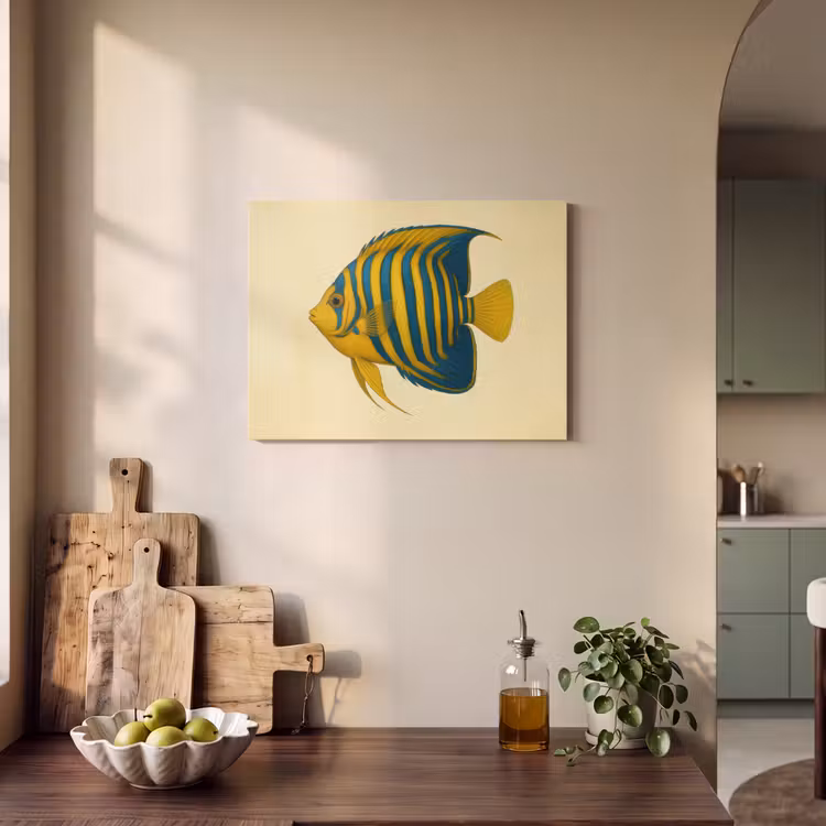 Acoustic Felt - Bright yellow - fish - stripes - fins — 3