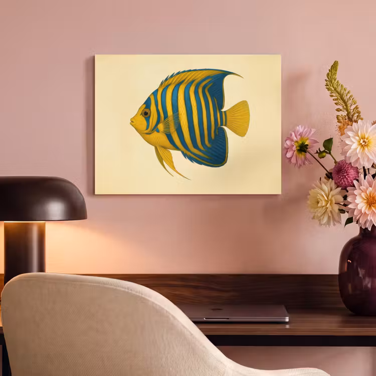 Acoustic Felt - Bright yellow - fish - stripes - fins — 4