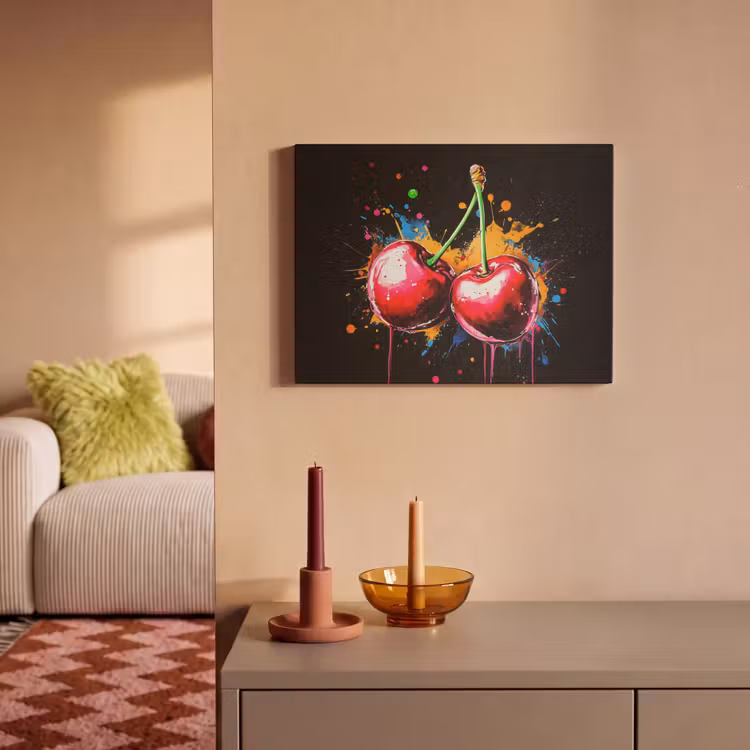 Acoustic Felt - Cherries - Fruit - Graffiti - Paint - Abstract - Modern - Colorful — 2