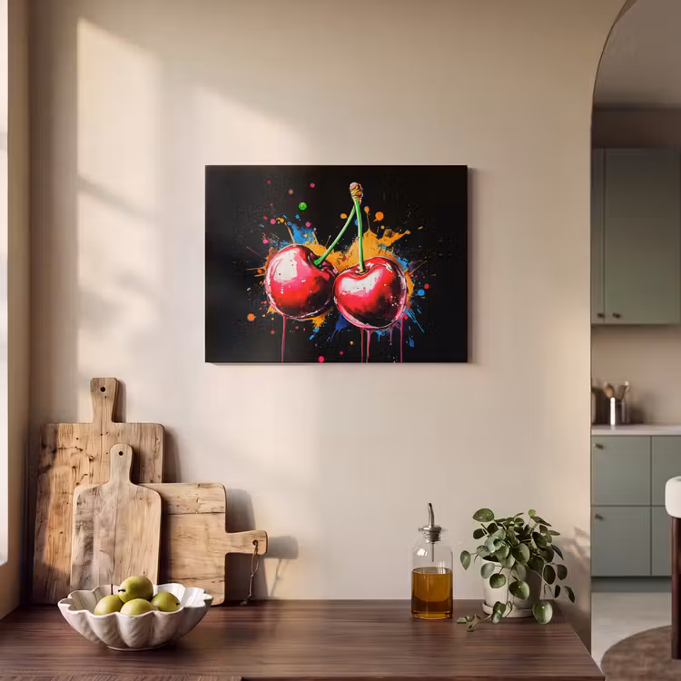 Acoustic Felt - Cherries - Fruit - Graffiti - Paint - Abstract - Modern - Colorful — 3