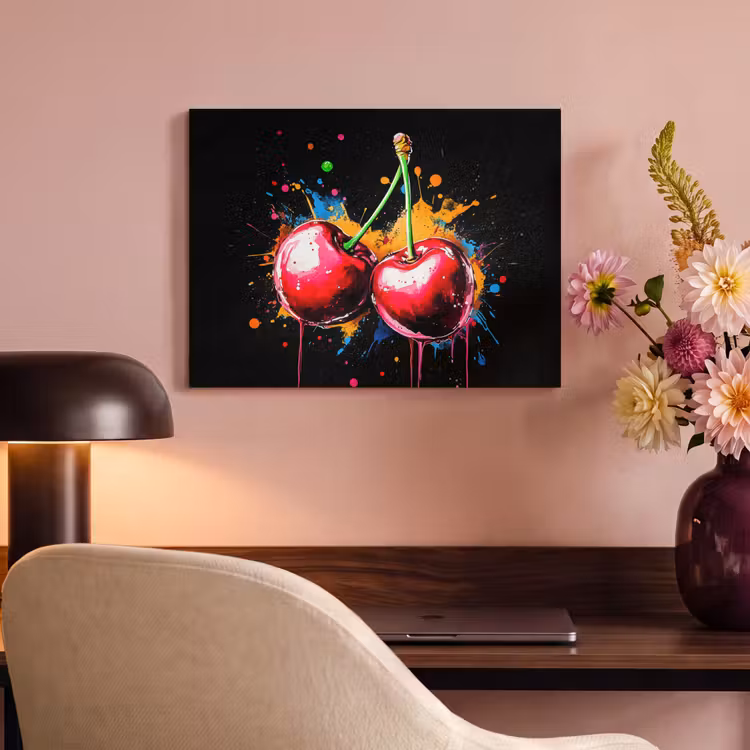 Acoustic Felt - Cherries - Fruit - Graffiti - Paint - Abstract - Modern - Colorful — 4