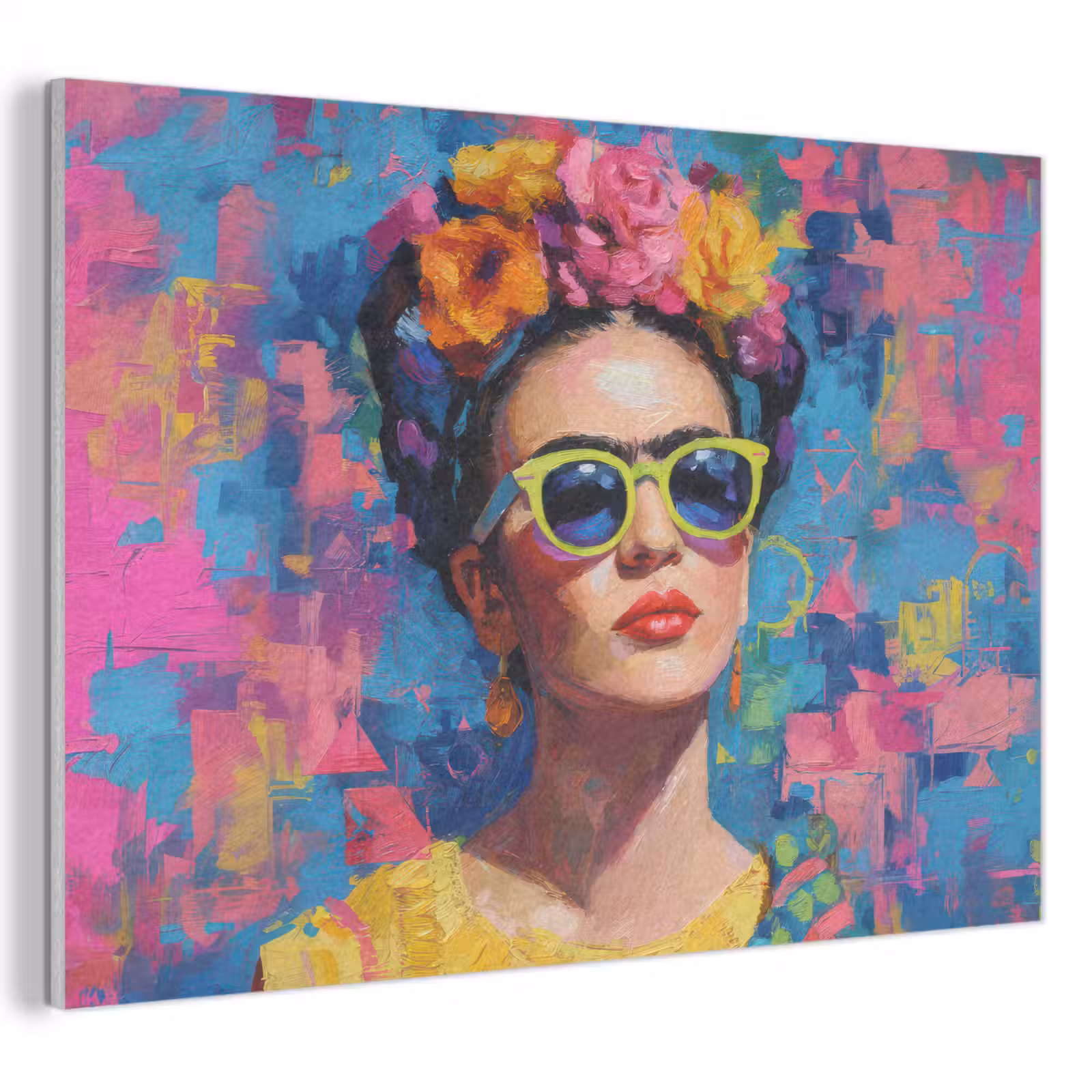 Acoustic Felt - Cheerful portrait - Woman - Crown of Flowers — 1