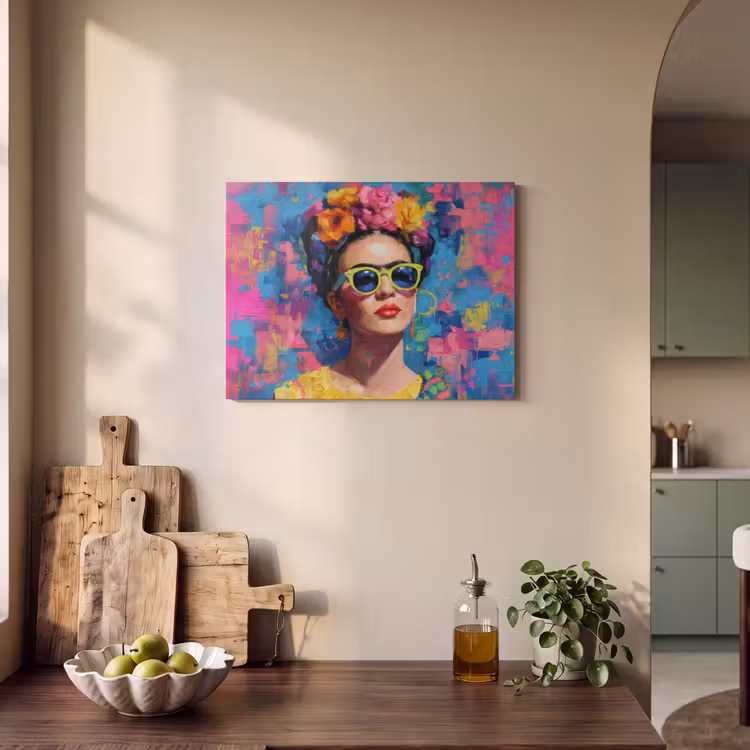 Acoustic Felt - Cheerful portrait - Woman - Crown of Flowers — 3