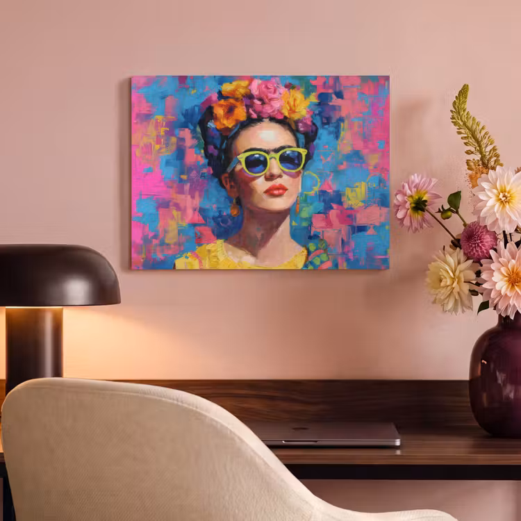 Acoustic Felt - Cheerful portrait - Woman - Crown of Flowers — 4