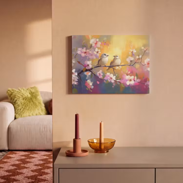 Acoustic Felt - Birds - Flowers - Pink — 2