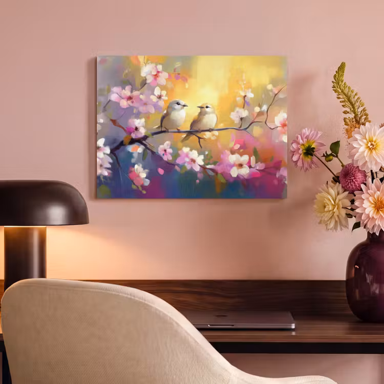 Acoustic Felt - Birds - Flowers - Pink — 4
