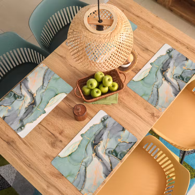 Placemat - 6 pieces - Gold - Marble - Green - luxury - Glitter - Marble look — 5