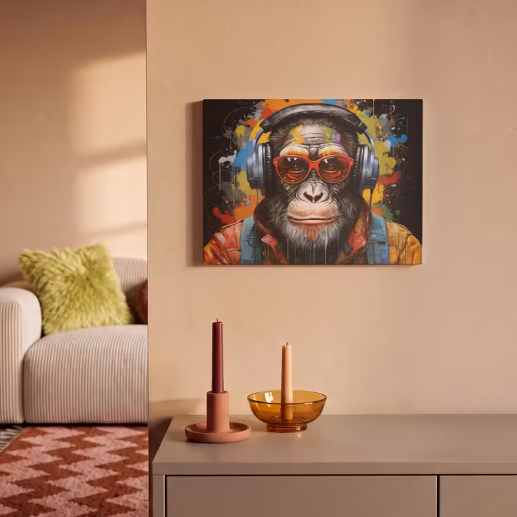 Acoustic Felt - Chimp - Monkey - Animals - Graffiti - Glasses - Headphones - Colors — 2