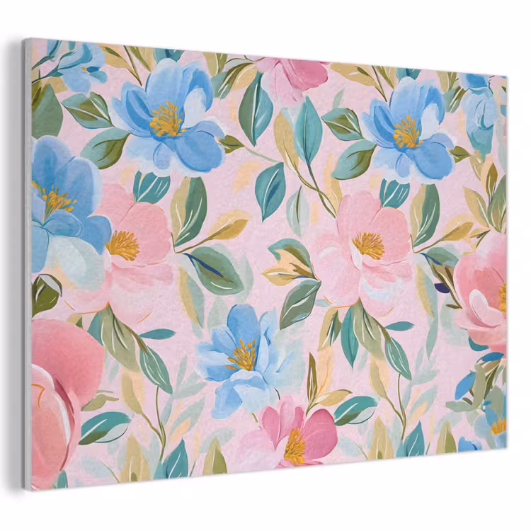 Acoustic Felt - Blue - Pink - Flowers — 1