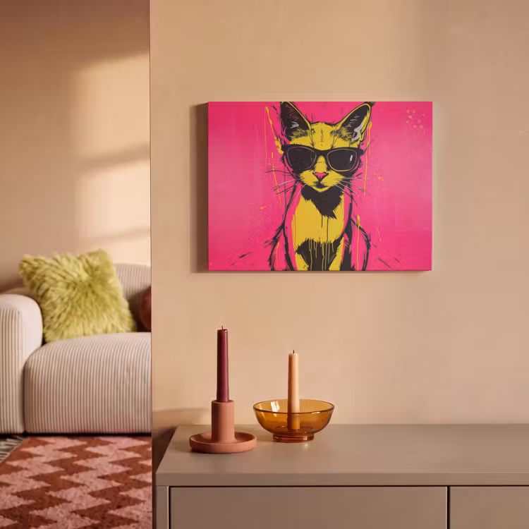 Acoustic Felt - Cat - Art - Sunglasses - Pink — 2