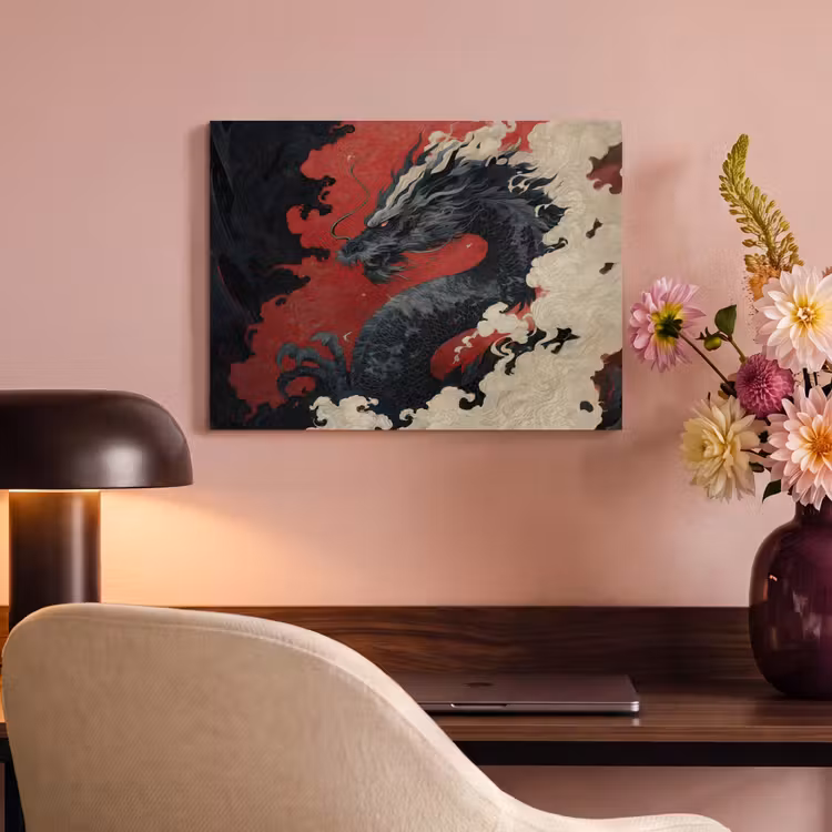 Acoustic Felt - Black dragon - Smoke clouds - Red — 4