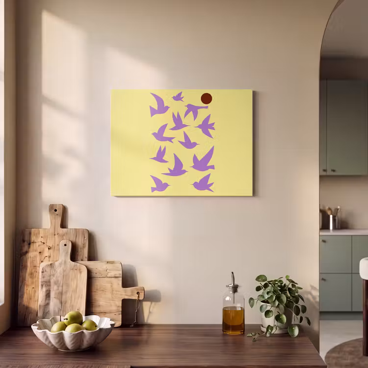 Acoustic Felt - Birds - Circle - Yellow - Movement — 3