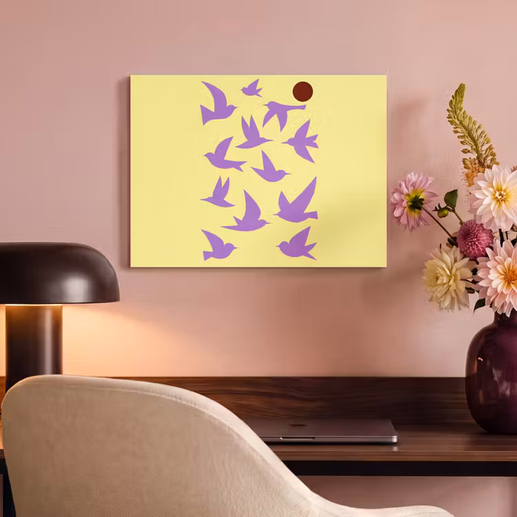 Acoustic Felt - Birds - Circle - Yellow - Movement — 4