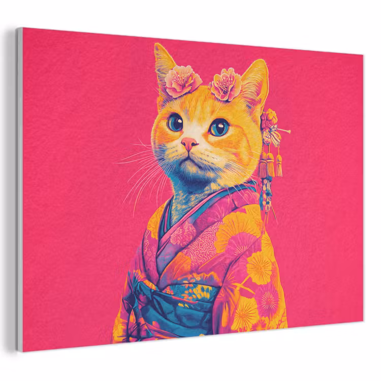 Acoustic Felt - Cat - Kimono - Flowers - Pink — 1