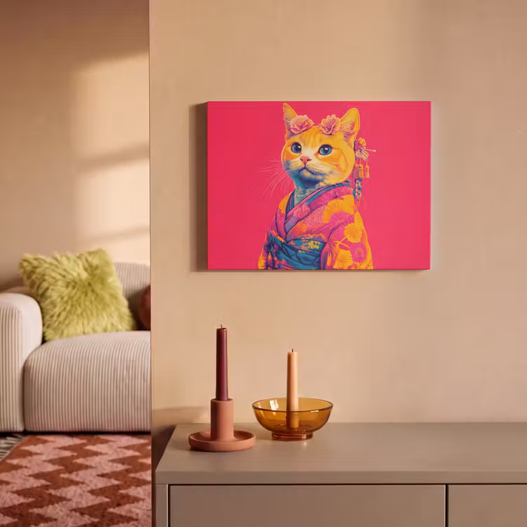 Acoustic Felt - Cat - Kimono - Flowers - Pink — 2