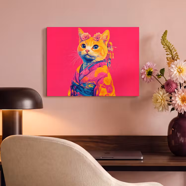 Acoustic Felt - Cat - Kimono - Flowers - Pink — 4