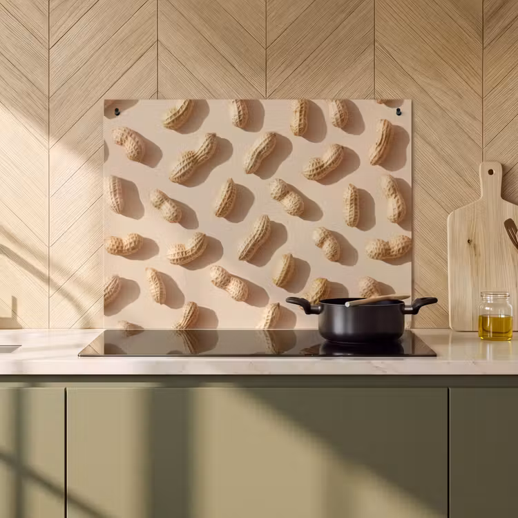 Induction Hob Cover & Splashback (2-in-1) - Peanuts - Pattern - Beige — 2