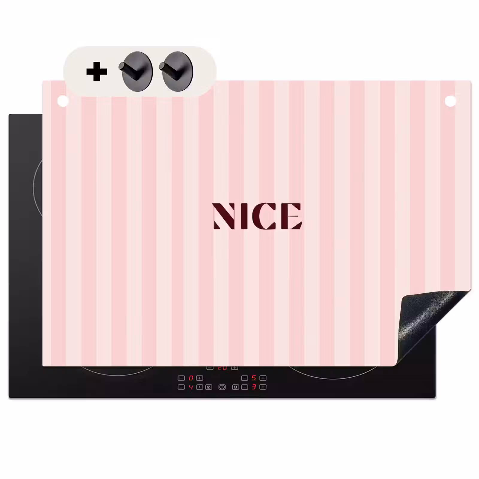 Induction Hob Cover & Splashback (2-in-1) - Nice - Stripes - Pink — 1