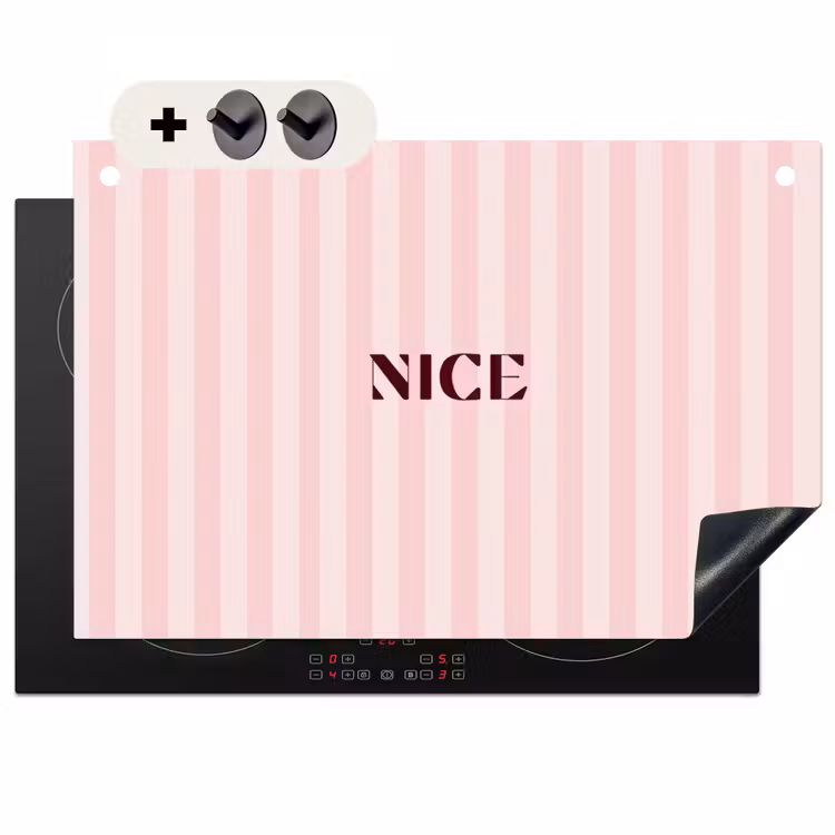 Induction Hob Cover & Splashback (2-in-1) - Nice - Stripes - Pink — 1