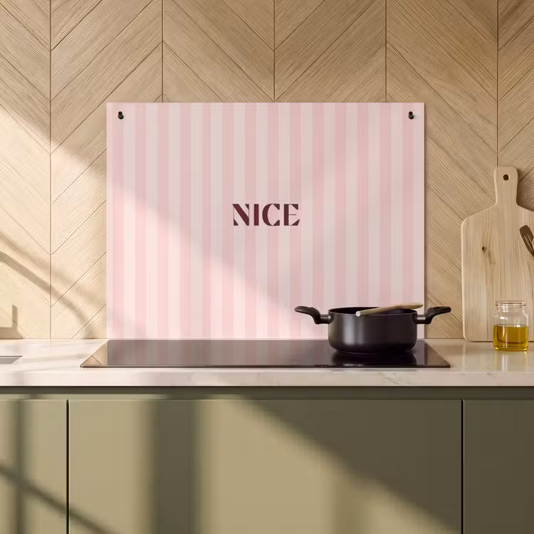 Induction Hob Cover & Splashback (2-in-1) - Nice - Stripes - Pink — 2