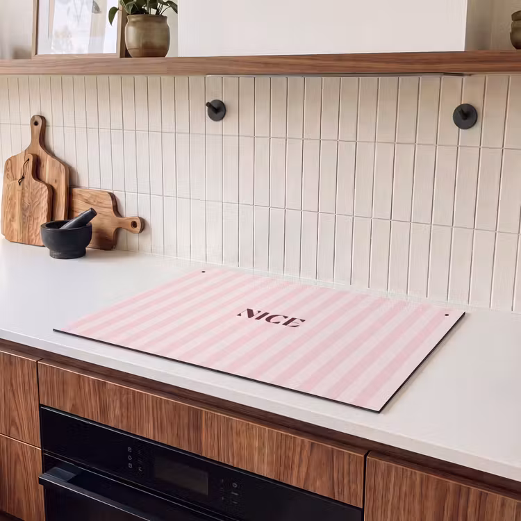 Induction Hob Cover & Splashback (2-in-1) - Nice - Stripes - Pink — 3