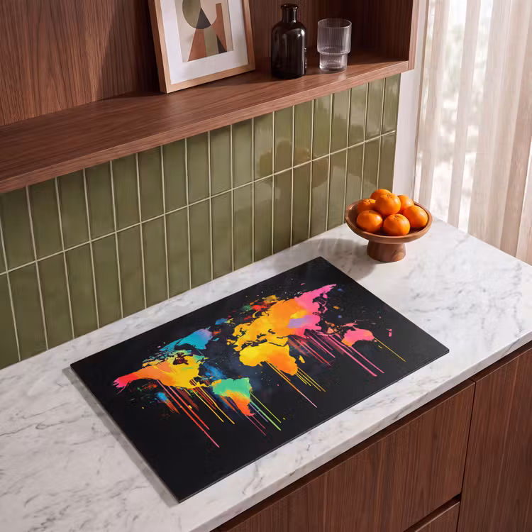 Induction Hob Cover - World map - Paint - Colorful - Graffiti - World — 3