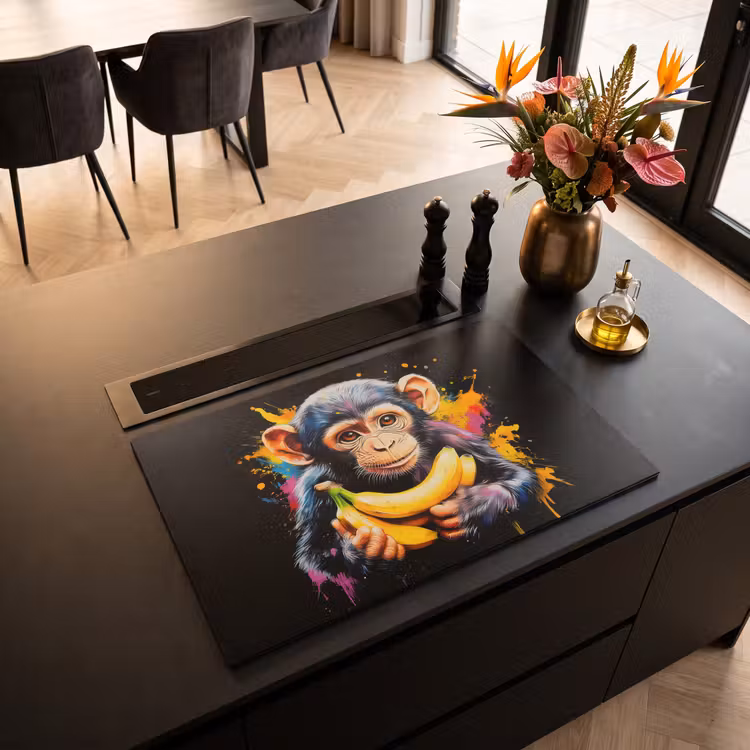 Induction Hob Cover - Monkey - Graffiti - Colorful - Bananas - Modern — 2