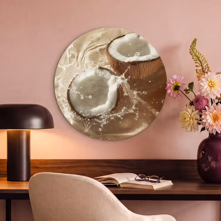 Acoustic painting round - Coconut - Water - Beige - Splashes — 2