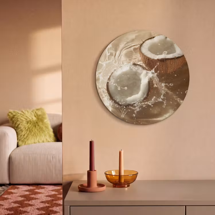 Acoustic painting round - Coconut - Water - Beige - Splashes — 3