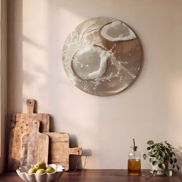Acoustic painting round - Coconut - Water - Beige - Splashes — 4