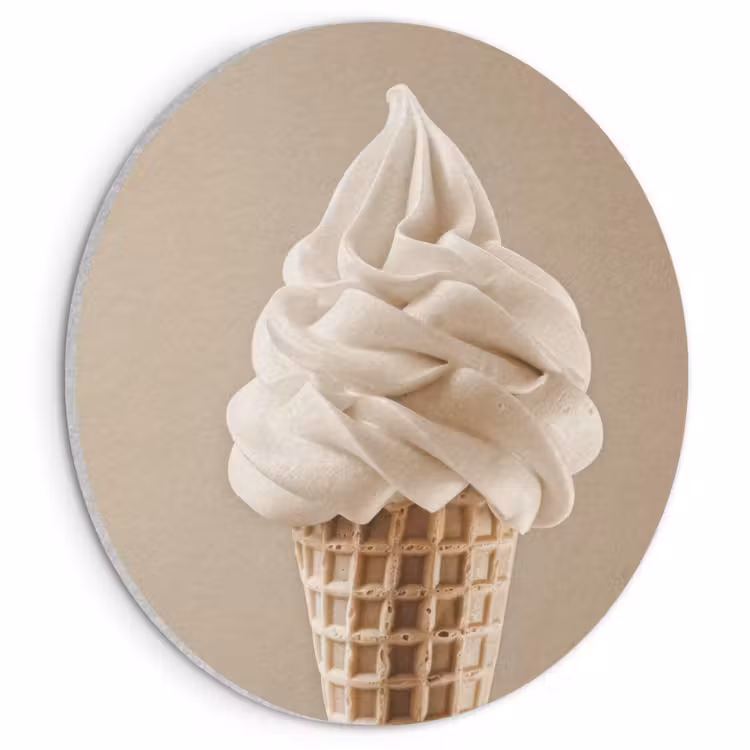 Acoustic painting round - Ice cream - Soft ice cream - Creamy - Horn - Beige — 1
