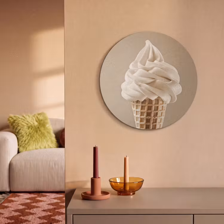 Acoustic painting round - Ice cream - Soft ice cream - Creamy - Horn - Beige — 3