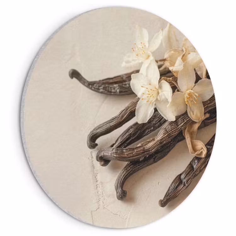 Acoustic painting round - Vanilla - Floral - Beige — 1