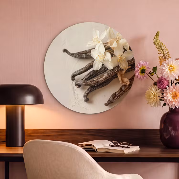 Acoustic painting round - Vanilla - Floral - Beige — 2