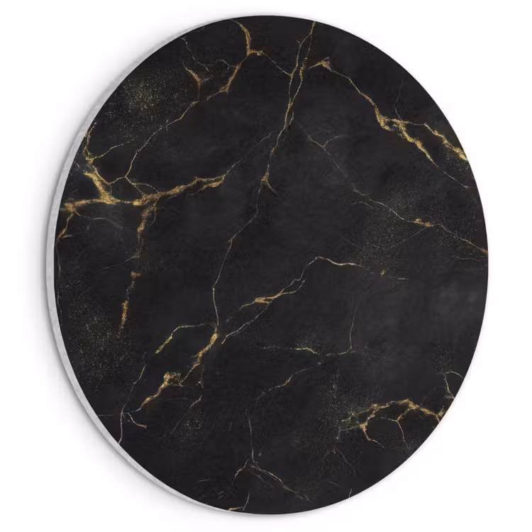 Acoustic painting round - Black marble - Golden veins - Classic — 1