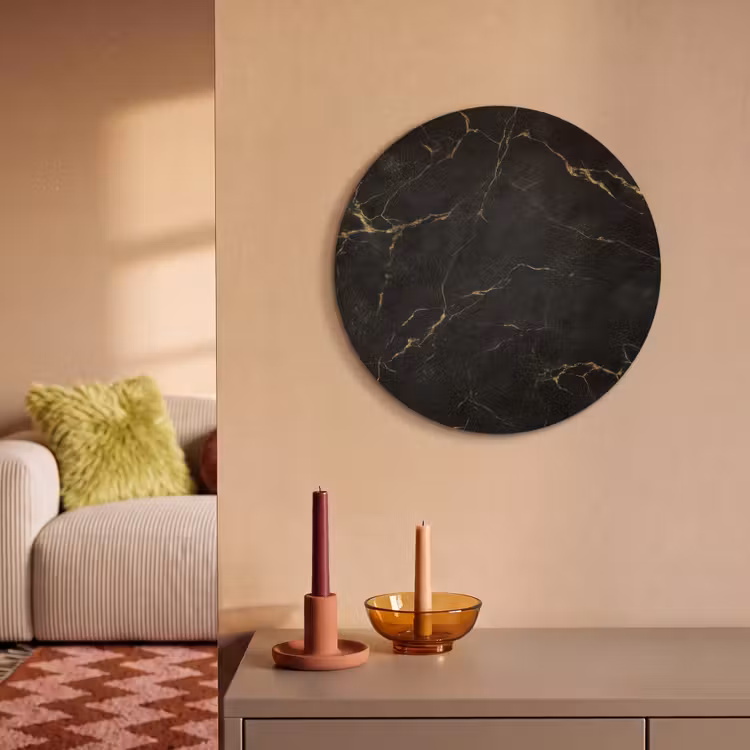 Acoustic painting round - Black marble - Golden veins - Classic — 3