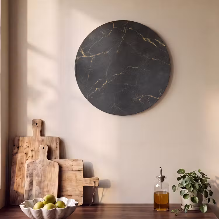 Acoustic painting round - Black marble - Golden veins - Classic — 4