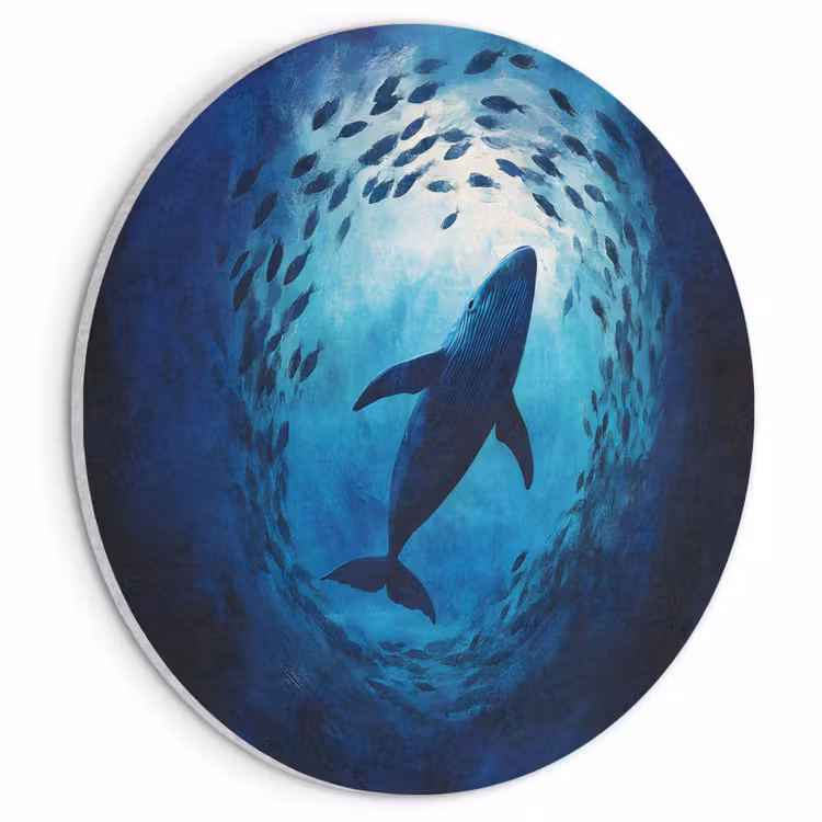 Acoustic painting round - Whale - Fish - Dark Blue — 1