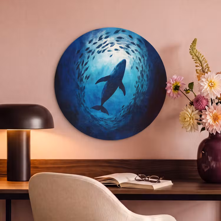 Acoustic painting round - Whale - Fish - Dark Blue — 2