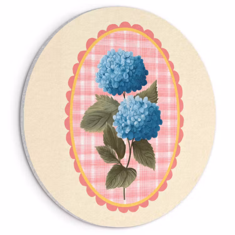 Acoustic painting round - Flowers - Blue - List - Leaves — 1
