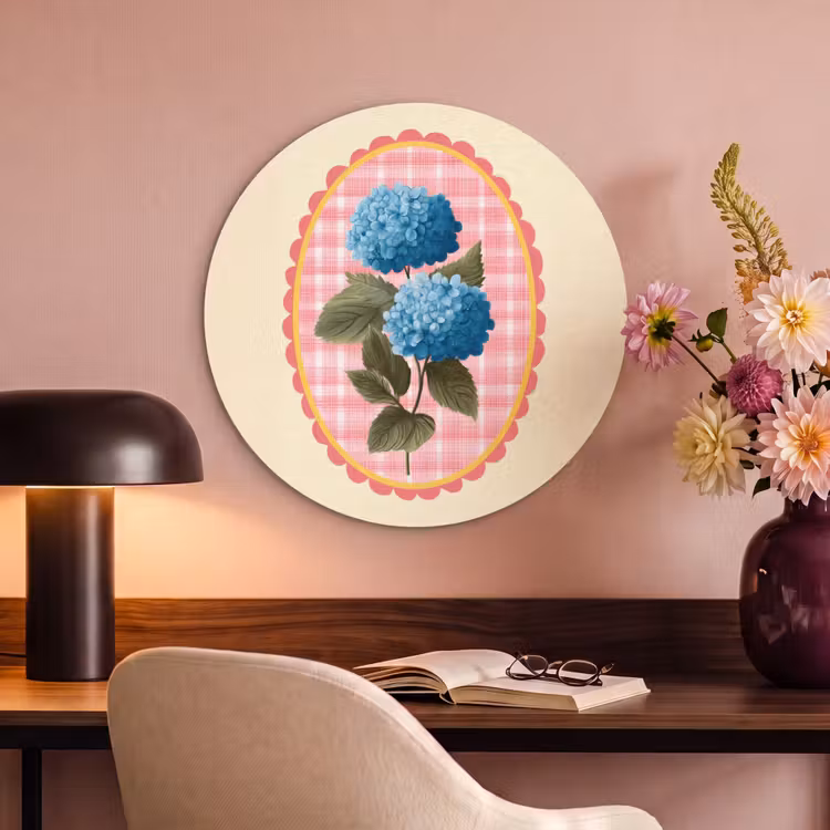 Acoustic painting round - Flowers - Blue - List - Leaves — 2