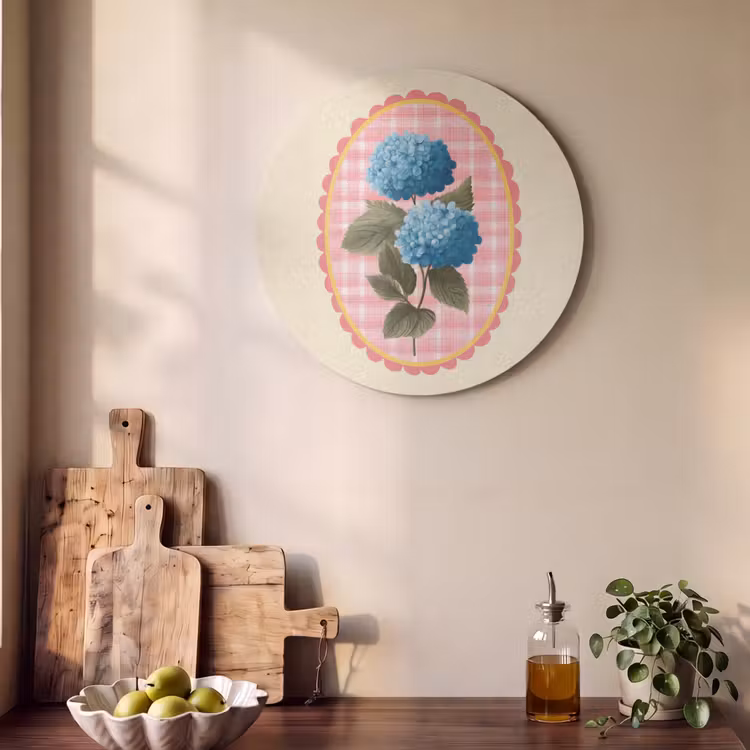 Acoustic painting round - Flowers - Blue - List - Leaves — 4