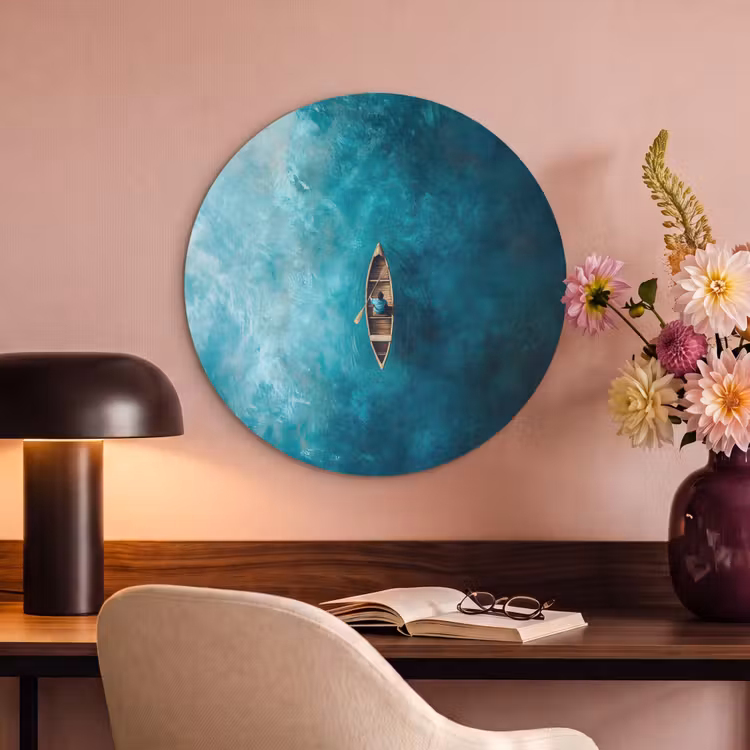 Acoustic painting round - Boat - Water - Blue — 2