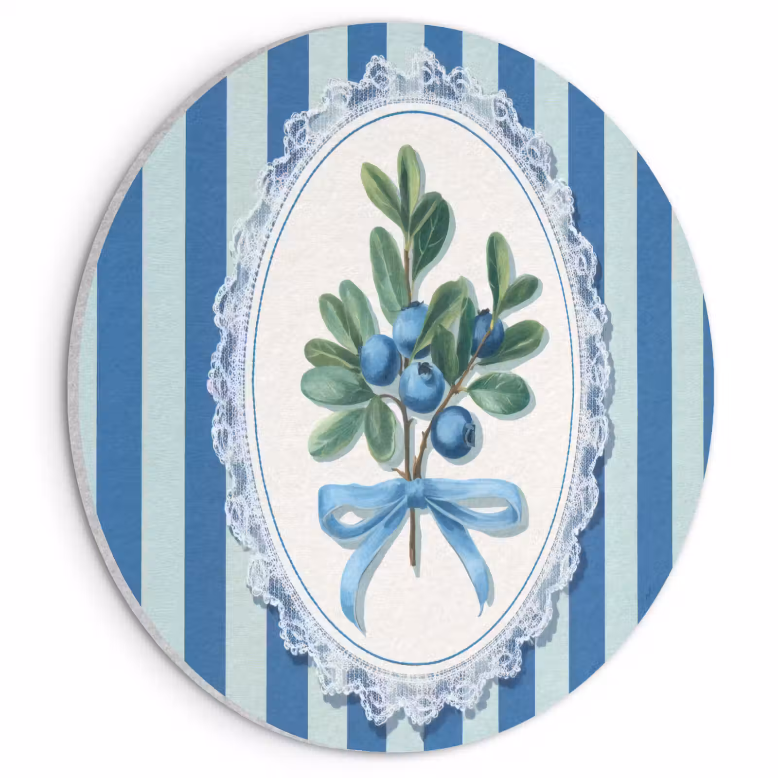 Acoustic painting round - Illustration - Berries - Blue - Stripes — 1