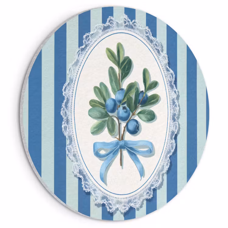 Acoustic painting round - Illustration - Berries - Blue - Stripes — 1