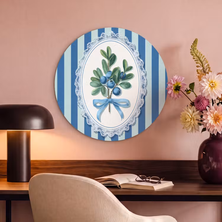Acoustic painting round - Illustration - Berries - Blue - Stripes — 2