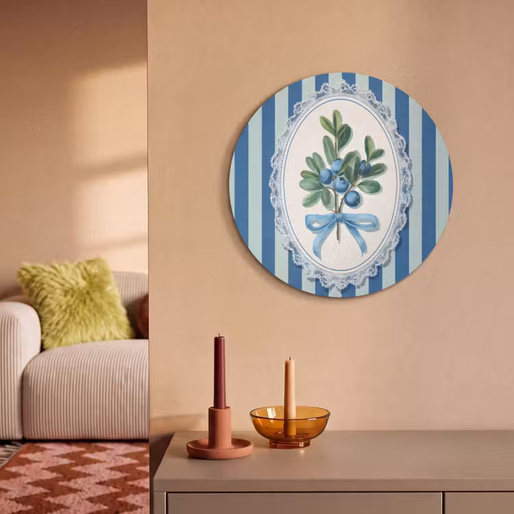 Acoustic painting round - Illustration - Berries - Blue - Stripes — 3